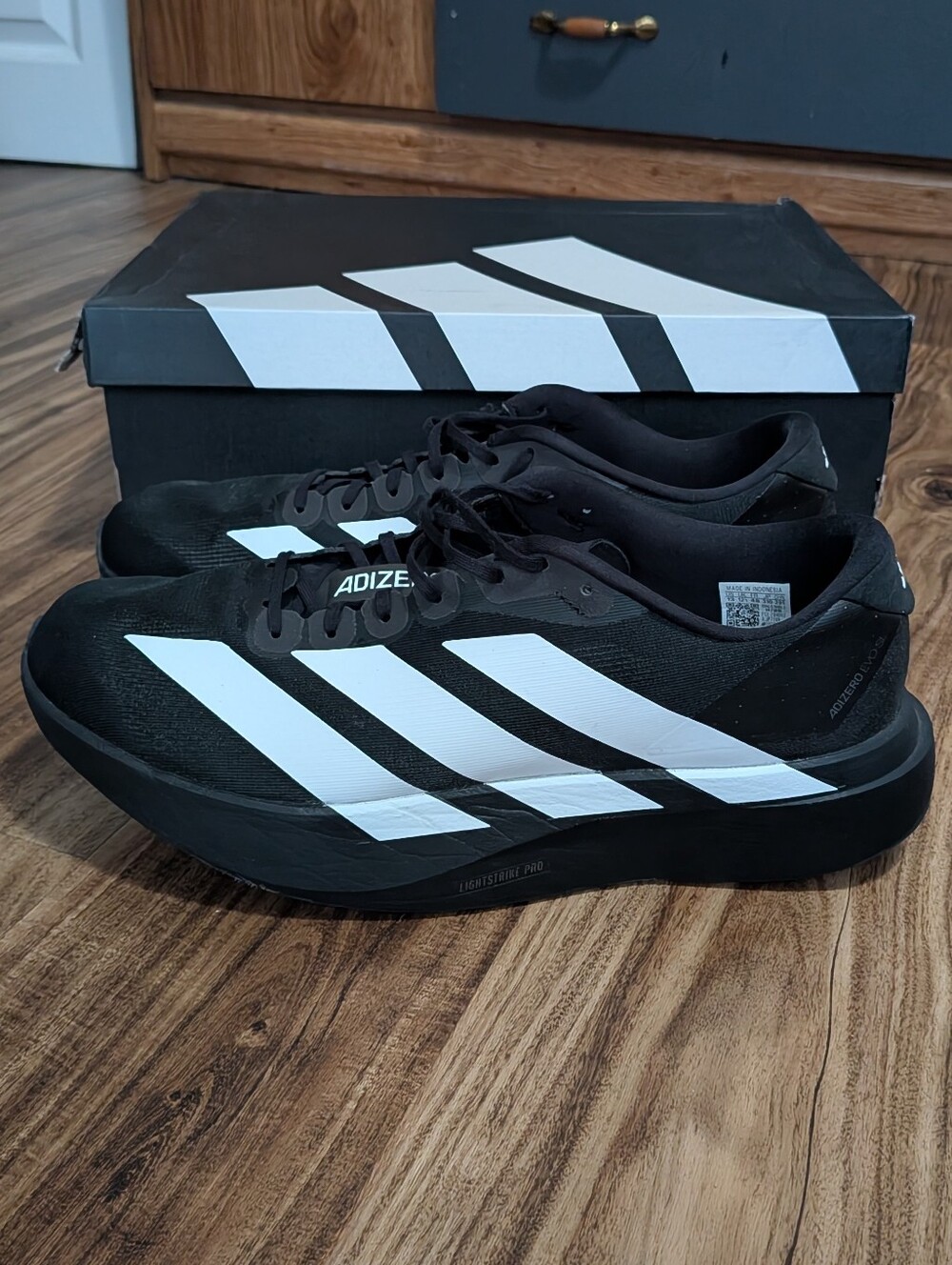 Adidas Adizero Men’s Running Shoes in Black and White